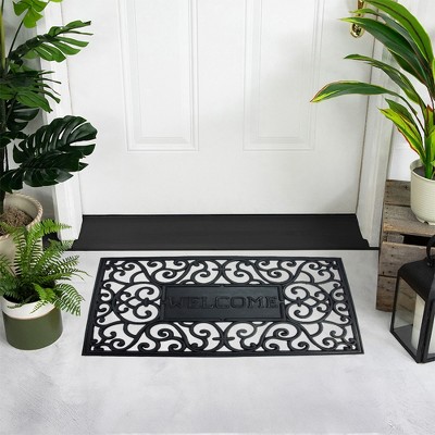 Festive Scrollwork Welcome Outdoor Coir Door Mat 18" x 30"