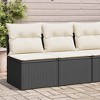 vidaXL 2 Piece Garden Sofa Set with Cushions Black and Cream Poly Rattan Storage for Outdoor Patio Furniture Lounge Wicker Pe Corner Sectional - 2 of 4