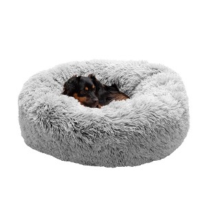 FurHaven Calming Cuddler Long Fur Donut Dog Bed - 1 of 4