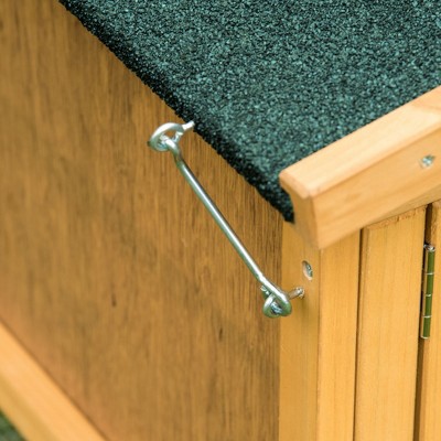 Beige Wooden Guinea Pig Hutch with Ramp and Waterproof Roof
