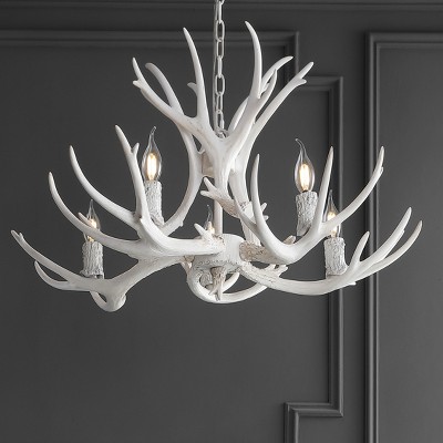 Eldora 30" White Adjustable Resin Antler 5-Light LED Chandelier