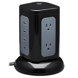 Tripp Lite Protect It!® 1,800-Joules Surge Protector Tower, 6 Outlets with 4 USB Ports, 8-Ft. Cord, TLP606UCTOWER in Black - 1 of 4