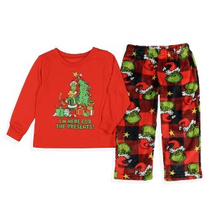 Seven Times Six Dr. Seuss The Grinch Toddlers' Here for the Presents Pajamas Plaid Sleepwear - 1 of 4