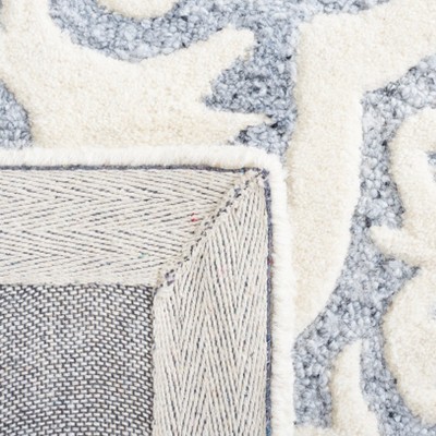 Light Blue and Ivory Floral Hand-Tufted Wool Runner Rug