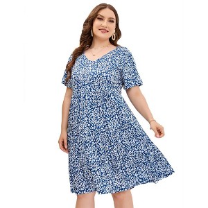 Wrap Midi Dresses A-Line Flare Casual Short Dresses - 1 of 1