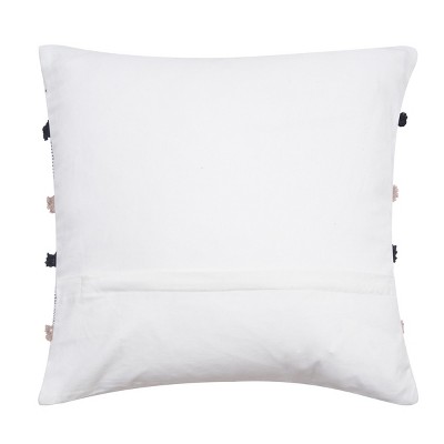Red and Green Embroidered Cotton Square Throw Pillow