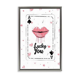 Stupell Industries Lucky You Playing Card Black Framed Floater Canvas Wall Art - 1 of 4