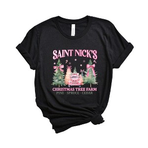 Simply Sage Market Women's Coquette St. Nick's Tree Farm Short Sleeve Graphic Tee - 1 of 4