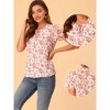 Allegra K Women's Casual Tie Neck Short Sleeve Ruffled Floral Tops - 2 of 4