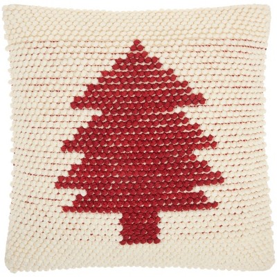20"x20" Oversize Christmas Tree Loops Square Throw Pillow Ivory/Red - Nourison