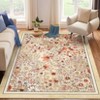 Coolmee Washable Area Rugs for Living Room Boho Non Slip Large Rug Floral Vintage Low Pile Rug for Living Room, Bedroom, Dining Room,Light Pink - 2 of 4