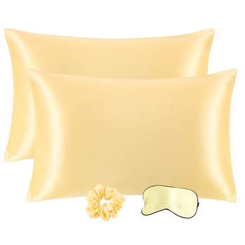 PiccoCasa Satin Zippered Pillowcase with Eye Mask & Scrunchie 2 Pcs