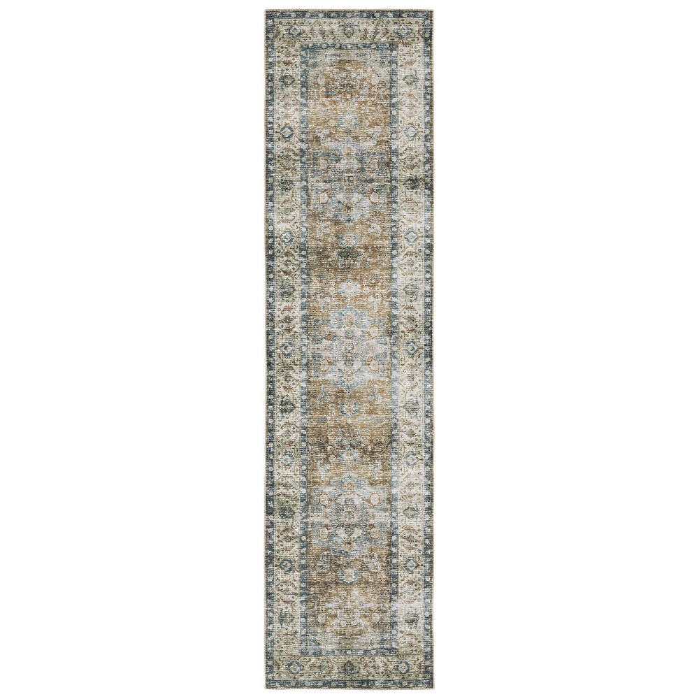 Photos - Area Rug 2'x8' Colette Washable Center Medallion Indoor  Blue/Gold - Captiv