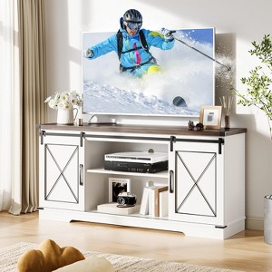 TV Stand and Entertainment Center for TV Up to 65 Inches with Sliding Barn Doors, Storage Console Table and Furniture for Living Room, Bedroom - 1 of 4