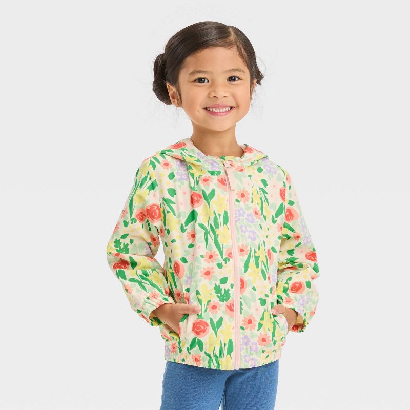 Toddler Girls' Floral Full Zip Windbreaker Jacket - Cat & Jack™, 1 of 7