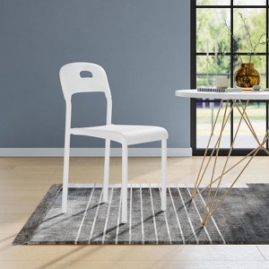 Dining Chairs Set of 1, Stackable Modern Kitchen Chairs, Plastic Dining Room Chair with Metal Legs, Waterproof & Stain-Resistant, Black - 1 of 4