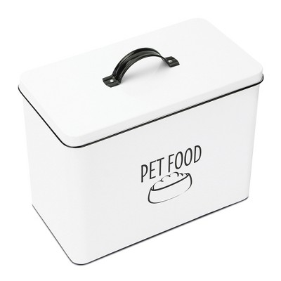 White Metal Airtight Farmhouse Pet Food Bin