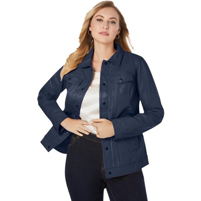 Jessica London Women's Plus Size Denim Style Leather Jacket