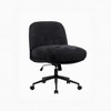 Cross-Leg Chair on Wheels: Wider Thick Seat, Swivel Ergonomic Desk/Vanity, Black - 3 of 4