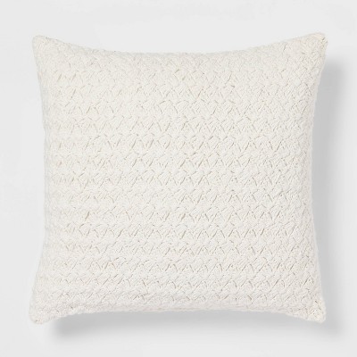 Crochet Square Throw Pillow Cream - Threshold™