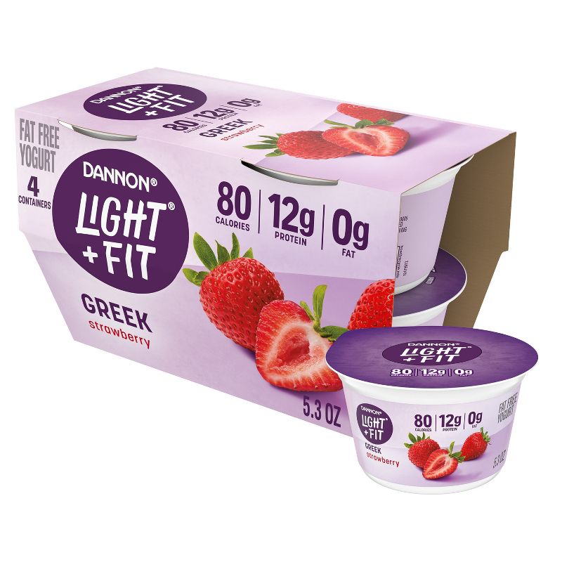 Light + Fit Nonfat Gluten-Free Strawberry Greek Yogurt - 4ct/5.3oz Cups, 1 of 9