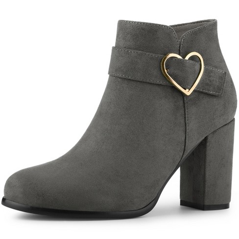 Allegra K Women's Square Toe Side Zip Block Heel Ankle Boots : Target