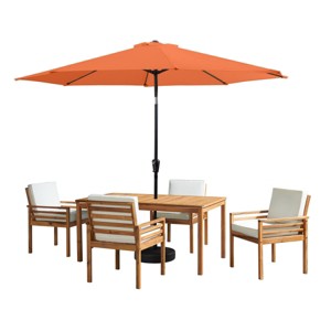 Alaterre Furniture 6pc Outdoor Patio Dining Set, Okemo Table with 10' Auto Tilt Umbrella - 1 of 4