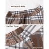 Women's Wool Plaid A-Line Skirt - Winter Warm Elastic Waist Pleated Long Skirt Coffee - 2 of 4