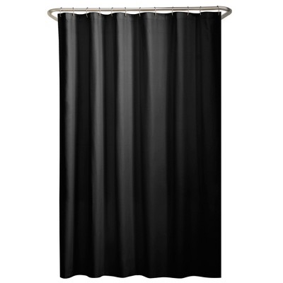 black fabric shower curtain