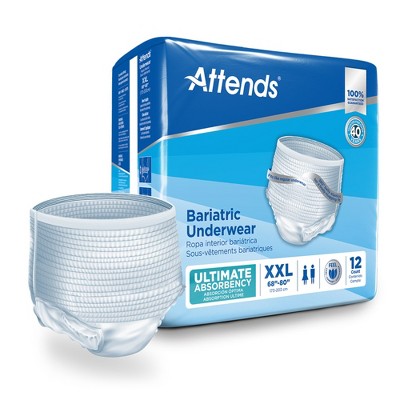 Attends Bariatric Underwear, Heavy Absorbency, Unisex, 2XL, 48 Count