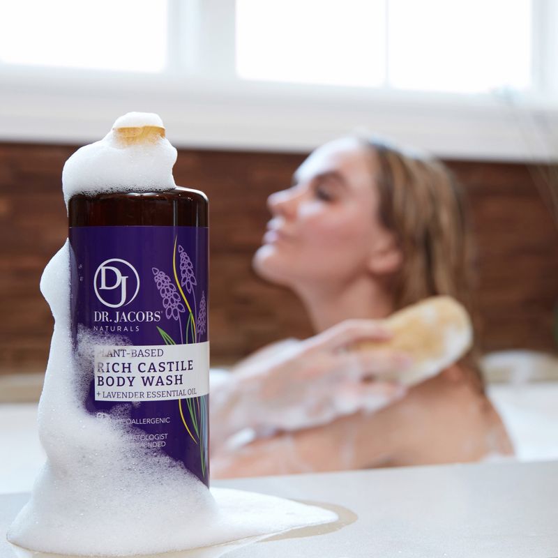 Dr Jacobs Naturals Rich Castile Lavender Body Wash Hypoallergenic Vegan Sulfate-Free Paraben-Free Dermatologist Recommended 32oz - Lavender, 5 of 9