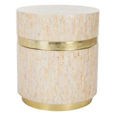 Perla Mosaic Round Side Table Pink Champagne/Gold - Safavieh