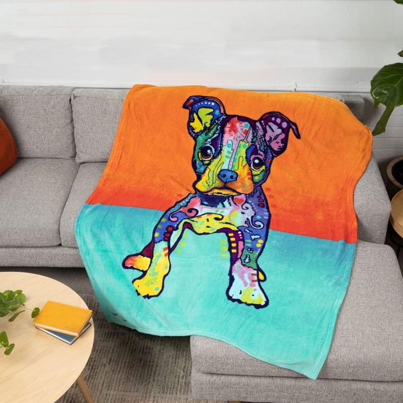 Dawhud Direct 50" x 60" Colorful Dean Russo Bulldog Fleece Throw Blanket for Women, Men and Kids, 3 of 4