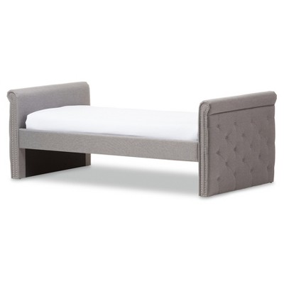 Gray Twin Upholstered Daybed with Tufted Nailhead Trim and Trundle