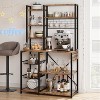 Bakers Rack with Power Outlet, 7-Tier Microwave Stand with Wire Basket, Coffee Bar with 4 S-Hooks, Open Storage Shelf for Kitchen - 4 of 4