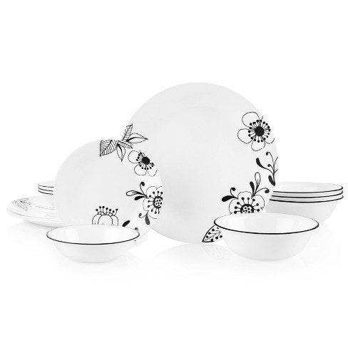 Corelle 16pc Vitrelle Inked Poppy Dinnerware Set Target