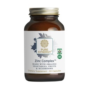 Pure Synergy Zinc Complex – Fermented Zinc & Immune Support Supplement with Camu Camu & Mushrooms – 60 Capsules - 1 of 4