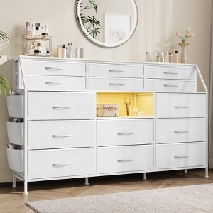 55" W Dresser TV Stand with 14 Fabric Drawers, Bedroom Dresser with Metal Frame and Wood Top Open Shelves for Bedroom for Living Room - 1 of 4