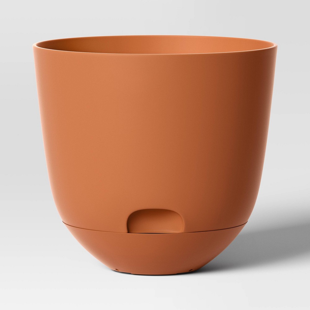 Self-Watering Plastic Indoor Outdoor Planter Pot Cosmic Rust 8"x8" - Room Essentials™: Fade & Break-Resistant