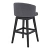 30" Celine Fabric Wood Swivel Tufted Barstool Gray - Armen Living: Espresso Finish, Nailhead, 360-degree Swivel - 3 of 4