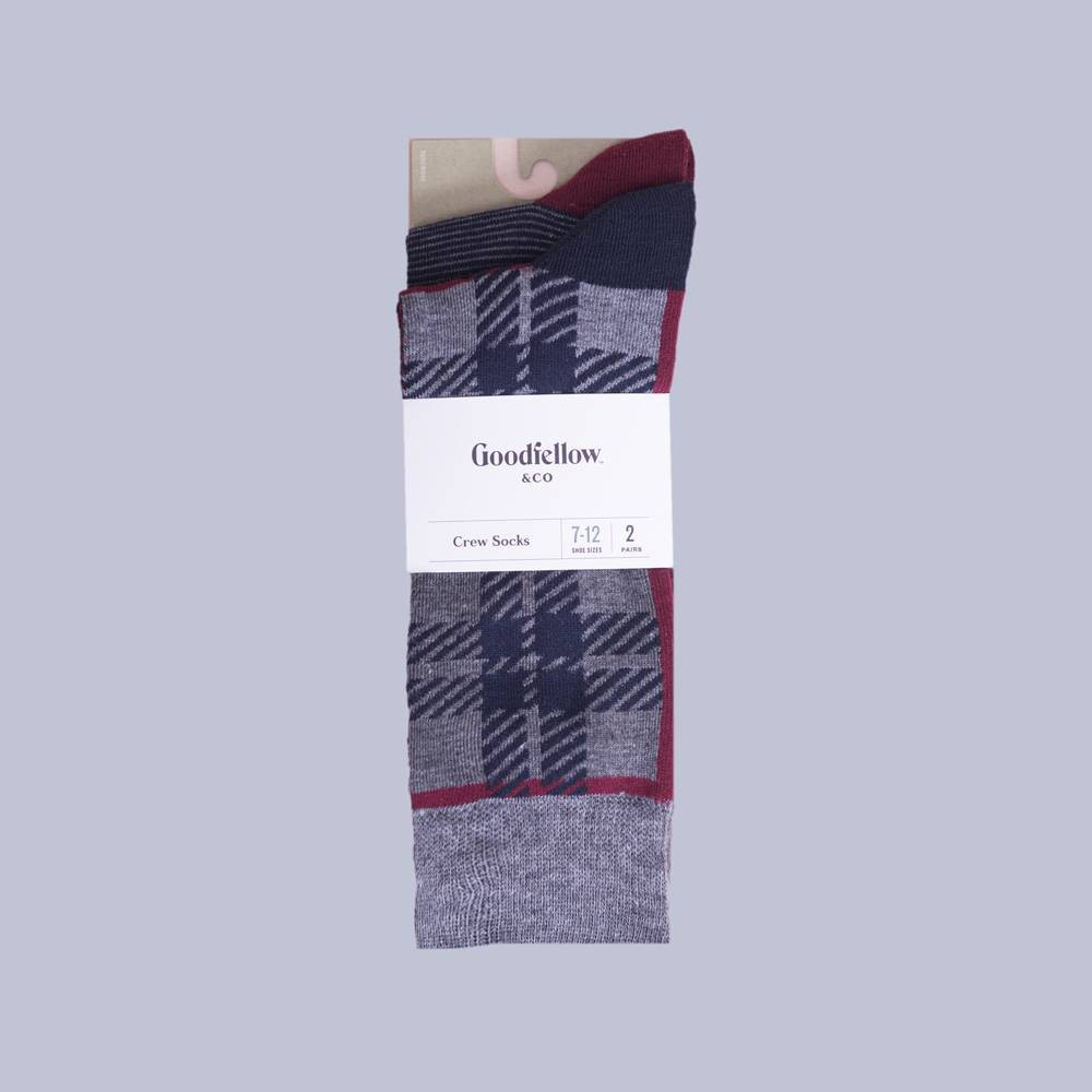 Size 10-13 Men's Plaid Novelty Socks 2pk - Goodfellow & Co Charcoal Gray