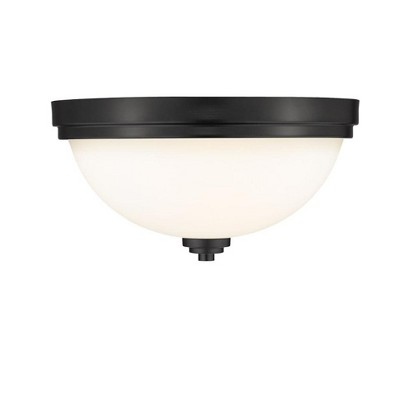 Ashton Matte Black 2-Light Flush Mount with Opal Glass Shade