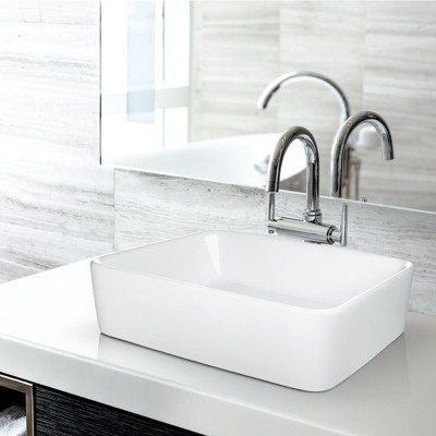 Miligore 19" White Ceramic Rectangular Above-Counter Bathroom Sink