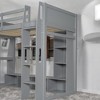 Mshliw Wood Twin Size Gaming Loft Bed with Desk, LED Lighting, Multi-Storage Cabinets, Hanging Clothes Rack, and Guardrails - 3 of 4