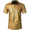 Lars Amadeus Men's Short Sleeves Shiny Disco Nightclub Party Golf Metallic Polo Shirt - 2 of 4
