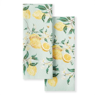 Martha Stewart Lemon Whimsy Dual Purpose Kitchen Towel 2-Pack Set, Yellow, 16"x28"