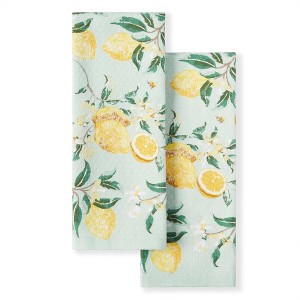 Martha Stewart Lemon Whimsy Dual Purpose Kitchen Towel 2-Pack Set, Yellow, 16"x28" - 1 of 2