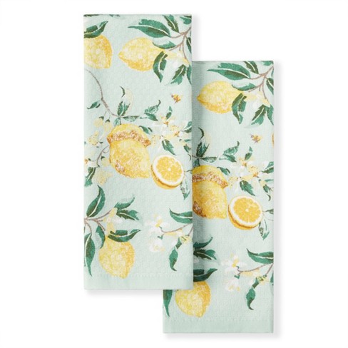 Martha Stewart Lemon Whimsy Dual Purpose Kitchen Towel 2-Pack Set, Yellow, 16"x28" - image 1 of 2