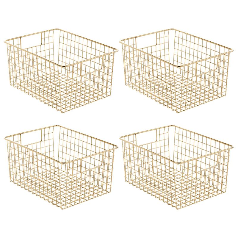 mDesign Metal Wire Bathroom Organizer Bin Basket - Handles, 4 Pack, 1 of 8