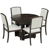 5-Piece Farmhouse Round Pedestal Extendable Dining Table Set,41"-57" Kitchen Table with 16" Removable Leaf and 4 Upholstered Chairs-Baofuwish - 3 of 4